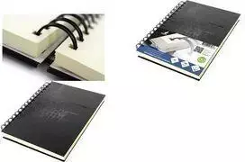 KANGARO Design spiralinis eskizų bloknotas A4, 80 lapų, 140gsm kreminio balto popieriaus, rūgštims atsparus, juodu kietu viršeliu K-5576