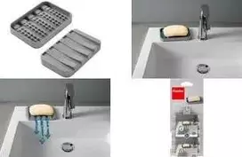 Metaltex Gravity-Soap muilo padėklas, pilkas, PEVA/EVA, reversinis, 1 vnt. 297019000