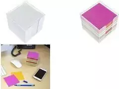 KANGARO K-6301 permatoma bloknotų dėžutė, su 700 įvairiaspalviais lapeliais, plastikinė su rankena