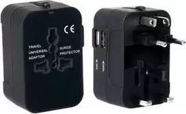 PAVO universalus kelioninis adapteris su USB įkrovimu (US/AU/EU/UK), juodas 8025329