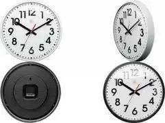 NEXTIME NXT kvarcinis sieninis laikrodis 260 mm baltas ciferblatas juodi skaičiai plastikinis korpusas 7308WI