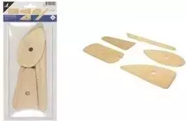 Kangaro medinių molio mentelių rinkinys, 5 dalių, skulptūravimui, grandymui ir lyginimui (K-840101)