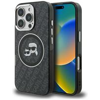 Karl Lagerfeld IML Glitter Karl  AND  Choupette Heads Logo MagSafe Case for iPhone 16 Pro Max black