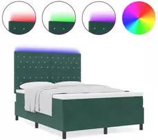 LED Čiužinio Lova Tamsiai žalia 140 x 190 cm Aksomas