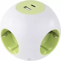 Maitinimo juosta REV PowerGlobe kubas 4 lizdai 1,4 m balta-žalia (0015408112)