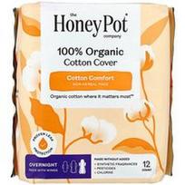 The Honey Pot Company, 100 % ekologiškos medvilnės įklotas, nežoliniai įklotai su sparneliais, nakčiai, 12 vnt.