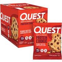 Quest Nutrition, Baltyminis sausainis, žemės riešutų sviesto šokolado drožlės, 12 sausainių, po 2,04 uncijos (58 g)