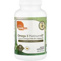 Zahler, Omega 3 Platinum+D™, pažangūs Omega 3 žuvų taukai + vitaminas D3, 180 minkštųjų kapsulių