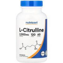 Nutricost, L-citrulinas, 120 tablečių (1 250 mg vienoje tabletėje)