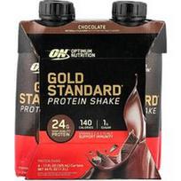 Optimum Nutrition, „Gold Standard®“ baltymų kokteilis, šokoladinis, 4 pakuotės po 325 ml (11 skysčio uncijų)