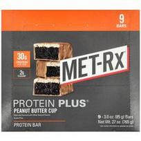 MET-Rx, „Protein Plus®“ batonėlis, žemės riešutų sviesto indelis, 9 batonėliai po 85 g