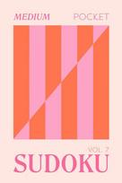 Pretty Pocket Sudoku - Medium Screen Free Puzzles: Minimal Small Travel Size 4 x 6 Inches - Orange & Pink Pop Art