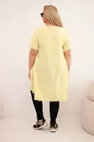 Moteriška Plus Size medvilninė suknelė, geltonos spalvos