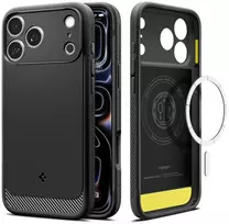 Dėklas Spigen Rugged Armor MagSafe Case for iPhone 18 Pro / 17 Pro - Matte Juodas