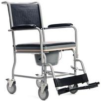 Mdh tualeto neįgaliojo vežimėlis PLW006VC, 110kg, 4 ratai, 43cm, plienas, juoda, pilka, porankis, atlošas, stabdžiai, sulankstomas