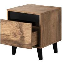 Cama Meble naktinis staliukas NORD SZF, 400mm, 380mm, 450mm, 1 stalčius, medžio drožlių plokštė, Wotan ąžuolas, juodas, 2 vnt