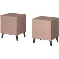 Cama Meble naktinis staliukas NOVA SZF RO, 440mm, 400mm, 520mm, MDF, rožinis matinis, 1 stalčius, 2 vnt, be rankenų