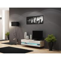 Cama Meble televizoriaus stovas VIGO NEW RTVVIGO180N s/b, 1400mm, 400mm, 300mm, 2 durys, 2 lentynos, baltos blizgios durys
