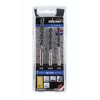 Grąžtų betonui rinkinys Alpen APTM3, 1/4" šešiakampis kotelis, 5-8 mm, 3 vnt.