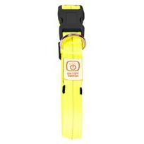 Šviečiantis ir šviesą atspindintis antkaklis šunims, SEECURITY, nailoninis, USB, geltonas, 50 cm