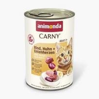 Animonda Carny Adult Beef + Chicken + Duck Heart – konservai katėms su šviežia jautiena, vištiena ir ančių širdelėmis, 400 g
