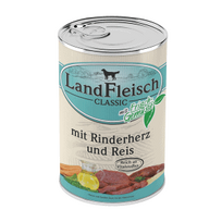 Landfleisch konservai šunims, jaučių širdys+ryžiai, 400g