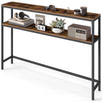 Konsolinis stalas 20x120x80 cm Rudas ir Juodas MDF plokštė ir Plienas