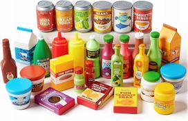 Vaikiškas JOYIN 30 vnt. žaislinių maisto produktų ir virtuvės priedų rinkinys