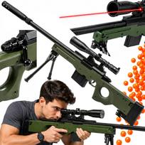 Šautuvas AWP snaiperio, 6 mm kamuoliukai, taikiklis, lazeris, dvitkojis, 108 cm