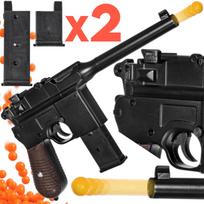 Metalinis Mauser C96 šratinis pistoletas, dvi dėtuvės, ASG replika