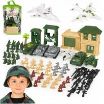 Karinis žaislų rinkinys vaikams SOLDIERS SET: tankai, lėktuvai, bazė