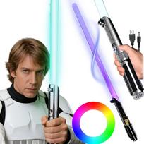 Vaikiškas šviečiantis STAR WARS šviesos kardas su garsu, RGB, 16 spalvų, metalinis