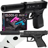 Metalinė GLOCK 43 pistoleto replika su duslintuvu, skirta šrams
