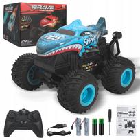 Nuotolinio valdymo automobilis Panoleap Monster Shark, 2.4GHz, su muzika, šviesomis, triukais, mėlynas