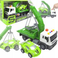 Žaislinė gelbėjimo vilkimo mašina su šviesomis ir garsu, 1:16, žalia, su automobiliu