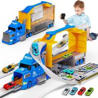 Sunkvežimis su paleidimo trasa ir 2 viename automobilių stovėjimo aikštele + mini automobiliai