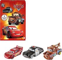 Žaislinės mašinėlės Cars, 3 vnt.: Sheriff, Zigzag, Scrap, McQueen, Mater