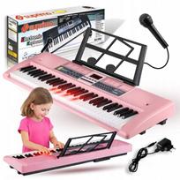 Elektroninis pianinas vaikams, 61 apšviestas klavišas, rožinis