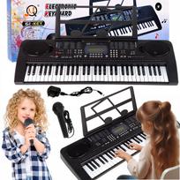 Vaikiškas elektrinis pianinas su 61 klavišu, USB, FM, Bluetooth ir mikrofonu
