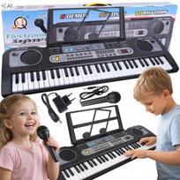 Elektroninis vaikų pianinas su 61 klavišu, mikrofonu ir maitinimu
