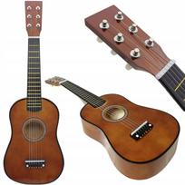 Vaikiška medinė akustinė gitara, 6 stygos, 60 cm, ruda