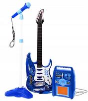 Vaikiška gitara su priedais, mėlyna, muzikos rinkinys su stiprintuvu, nuo 6 metų