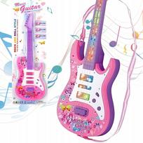 Vaikiška gitara, rožinė, su šviesomis ir garsais, 53 cm