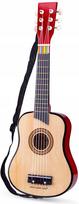 Medinė gitara vaikams NEW CLASSIC TOYS su dirželiu ir mokomąja knygele, natūralios spalvos