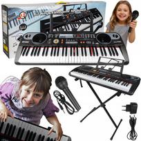 Elektroninis pianinas su 61 šviečiančiu klavišu, mikrofonu ir stovu