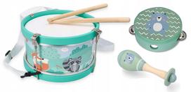 muzikos instrumentų rinkinys vaikams ADAMTOYS: būgnelis, tamburinas, marakai, gyvūnų tematika