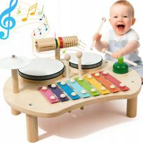 Medinis Montessori interaktyvus sensorinis muzikos stalas