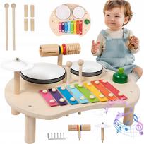 Vaikiškas Montessori muzikos rinkinys su metalofonu, būgnu ir lėkštelė