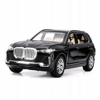 Metalinis BMW X7 modelis 1:24, su garsais ir šviesomis, juodas