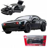 Modelio automobilis DODGE CHALLENGER 1:32, su LED apšvietimu, garsu ir atidaromomis durelėmis, dėžutėje